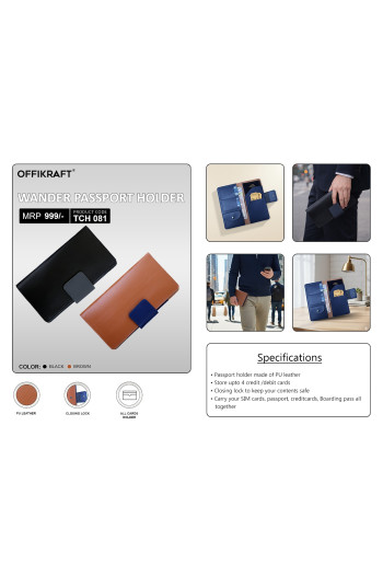 Offikraft  Wander Passport Holder - Black 